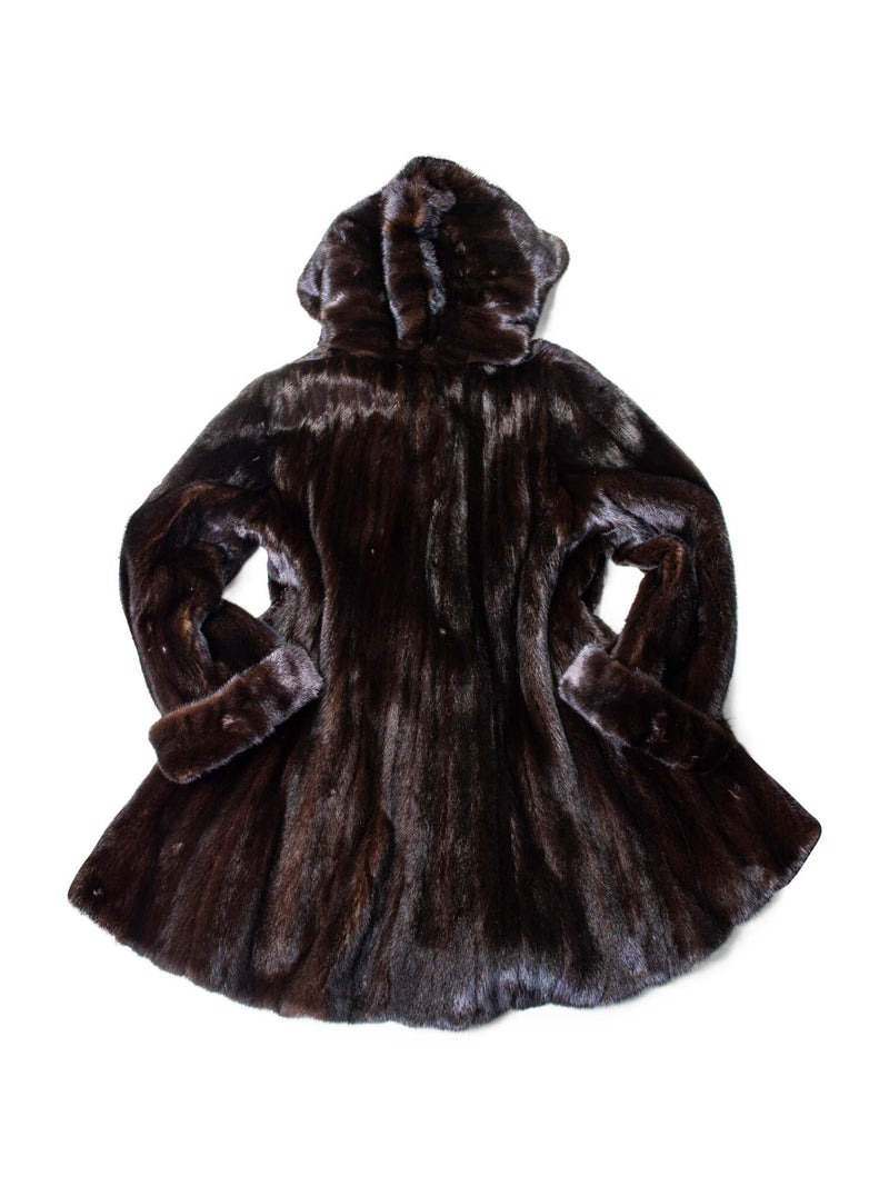 CODO Genuine Mink Fur Hooded Coat Brown-designer resale
