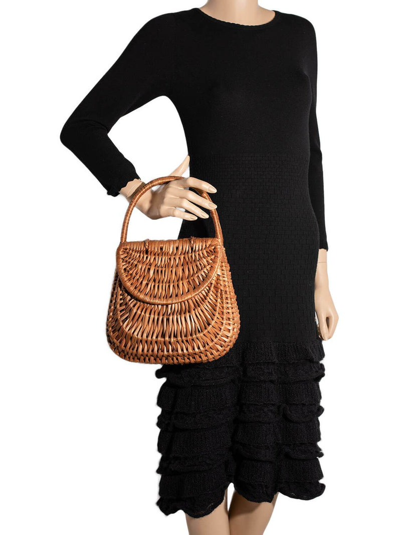 CODO Natural Straw Woven Top Handle Flap Bag-designer resale