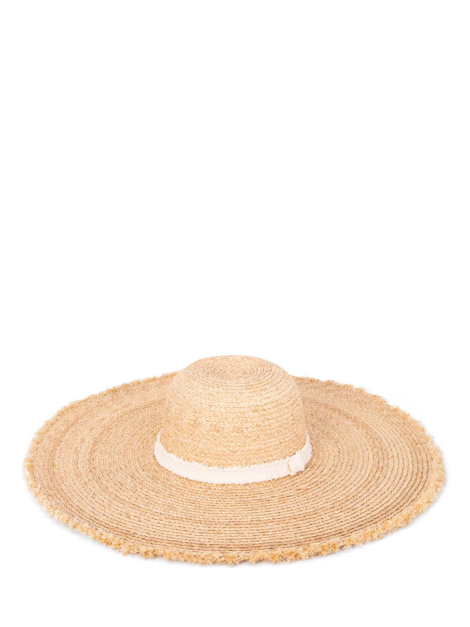 CODO Natural Woven Fringy Straw Sun Hat White