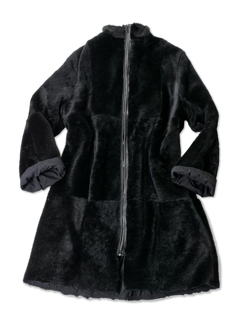 CODO Refashioned Shearling Dress Waterproof Coat Black-designer resale