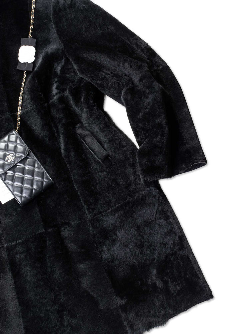 CODO Refashioned Shearling Dress Waterproof Coat Black-designer resale