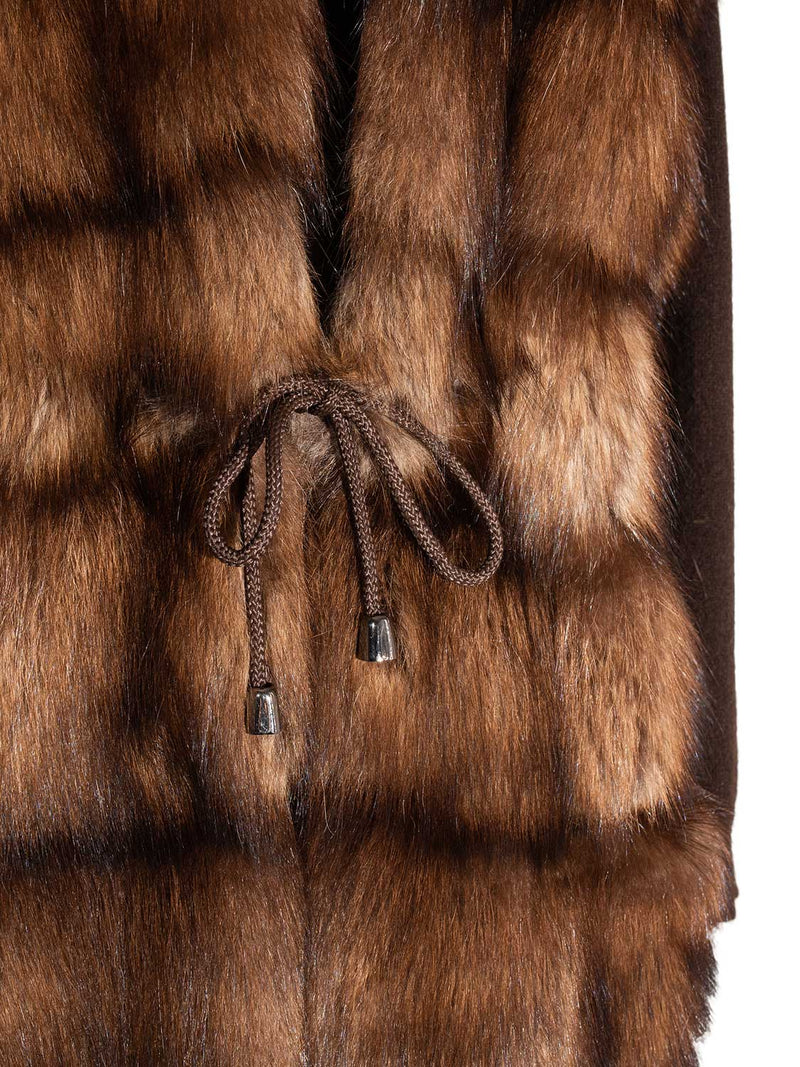 CODO Runway Genuine Sable Fur Long Vest Brown-designer resale