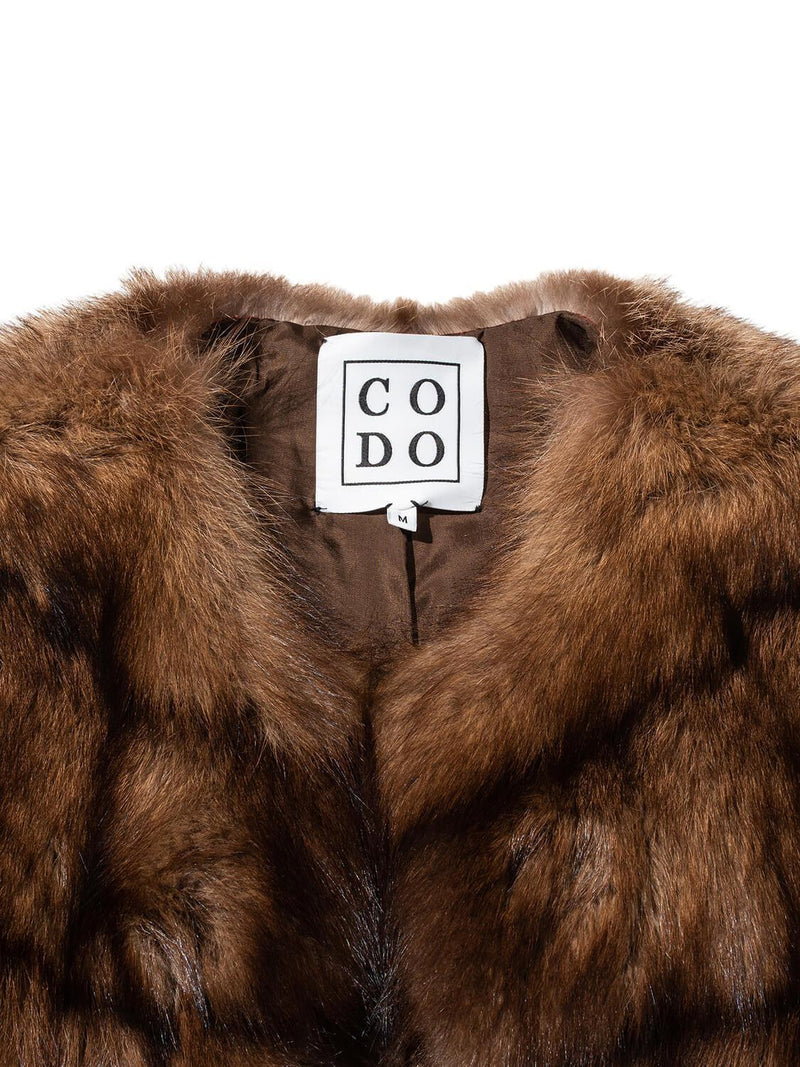 CODO Runway Genuine Sable Fur Long Vest Brown-designer resale