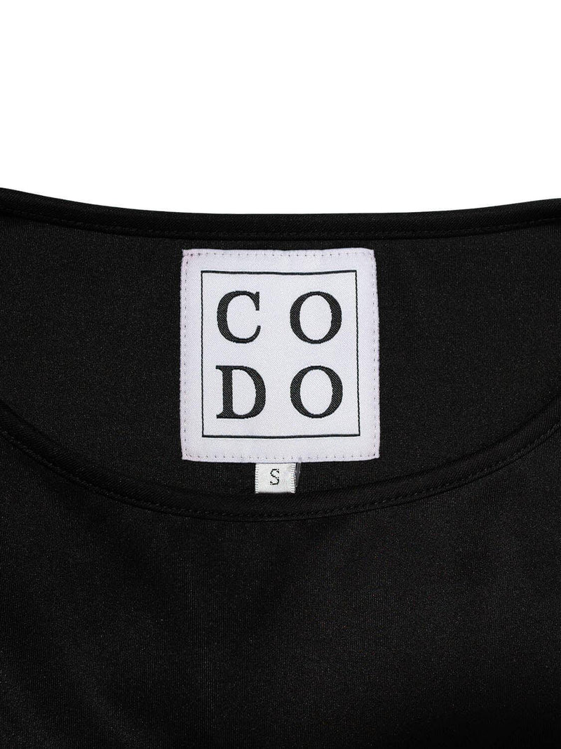 CODO Scuba Midi Asymmetrical Tunic Dress Black-designer resale