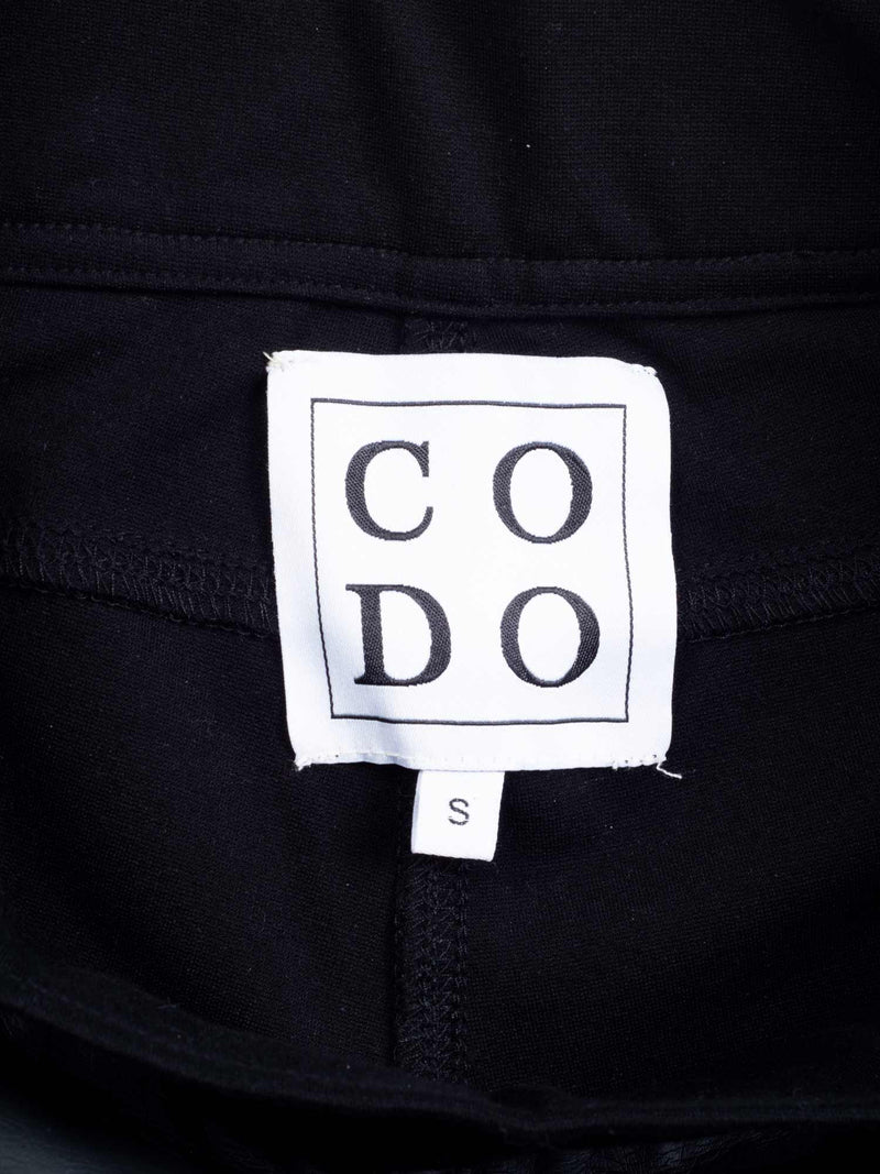 CODO Vegan Leather Mid-Rise Paneled Biker Shorts Black-designer resale