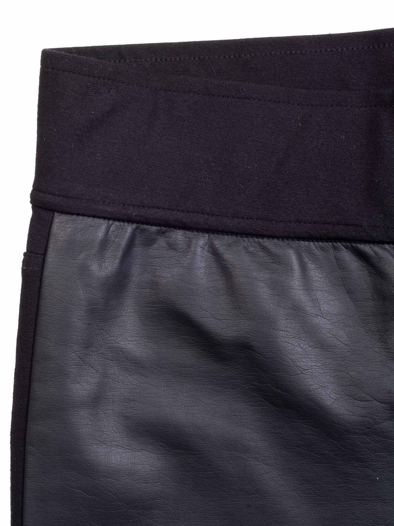 CODO Vegan Leather Mid-Rise Paneled Biker Shorts Black-designer resale