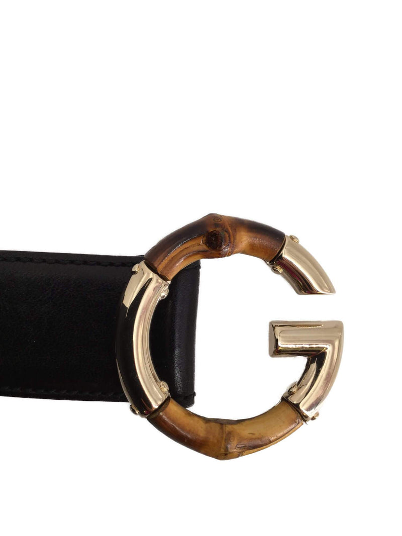 Calfskin Bamboo G Belt Black-designer resale