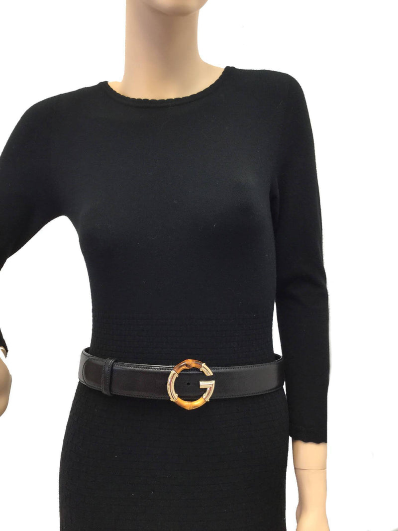 Calfskin Bamboo G Belt Black-designer resale