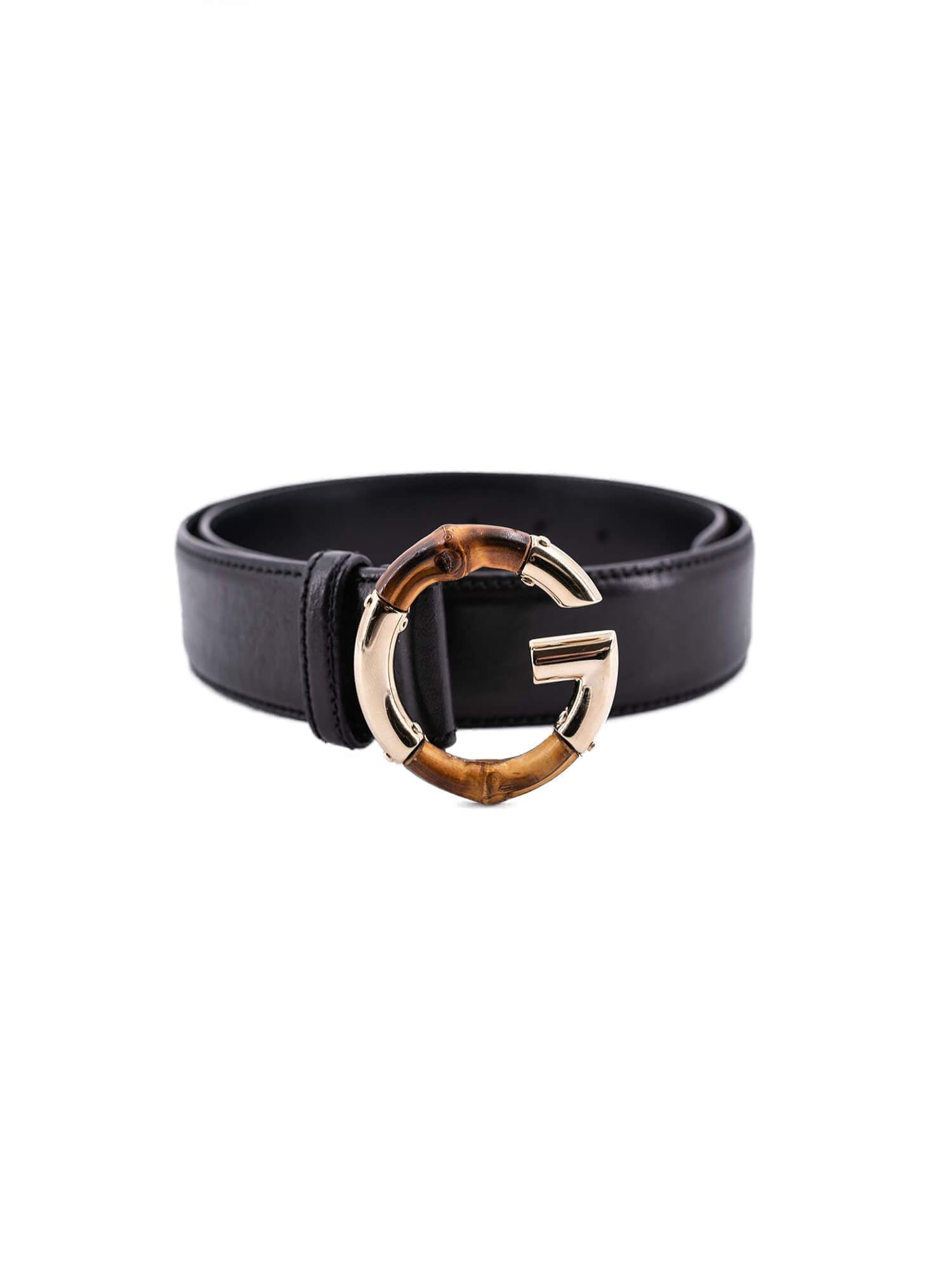 Calfskin Bamboo G Belt Black-designer resale