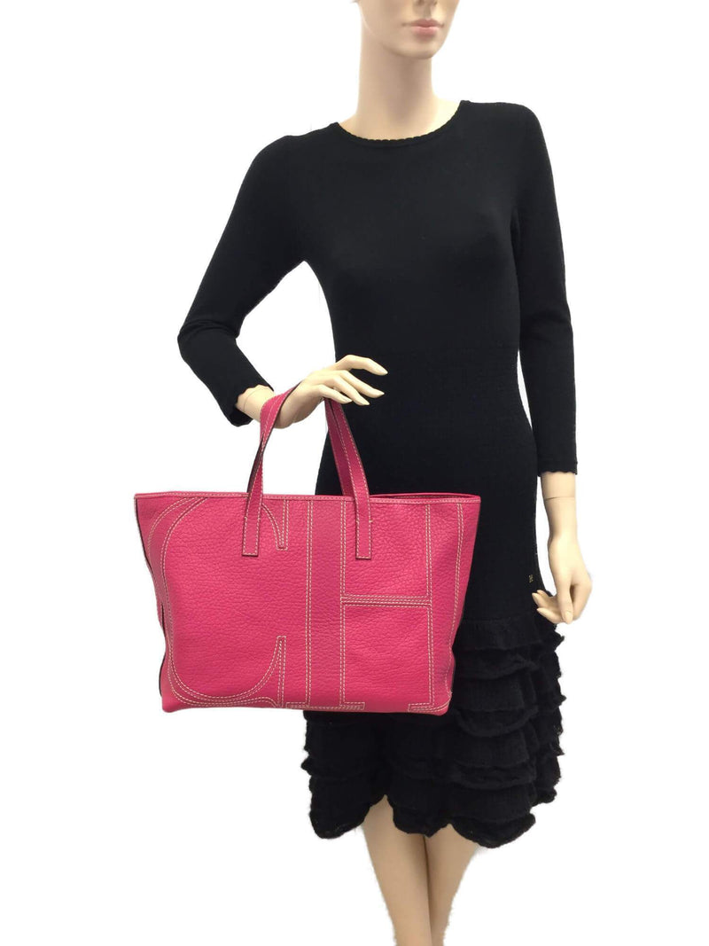 Carolina Herrera Leather Large Tote Pink-designer resale