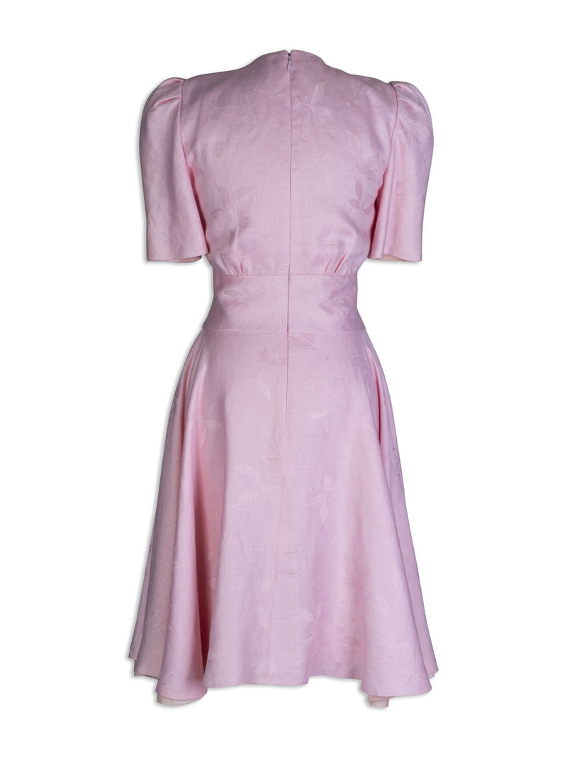 Carolina Herrera Vintage Cotton Fitted Midi Dress Pink-designer resale