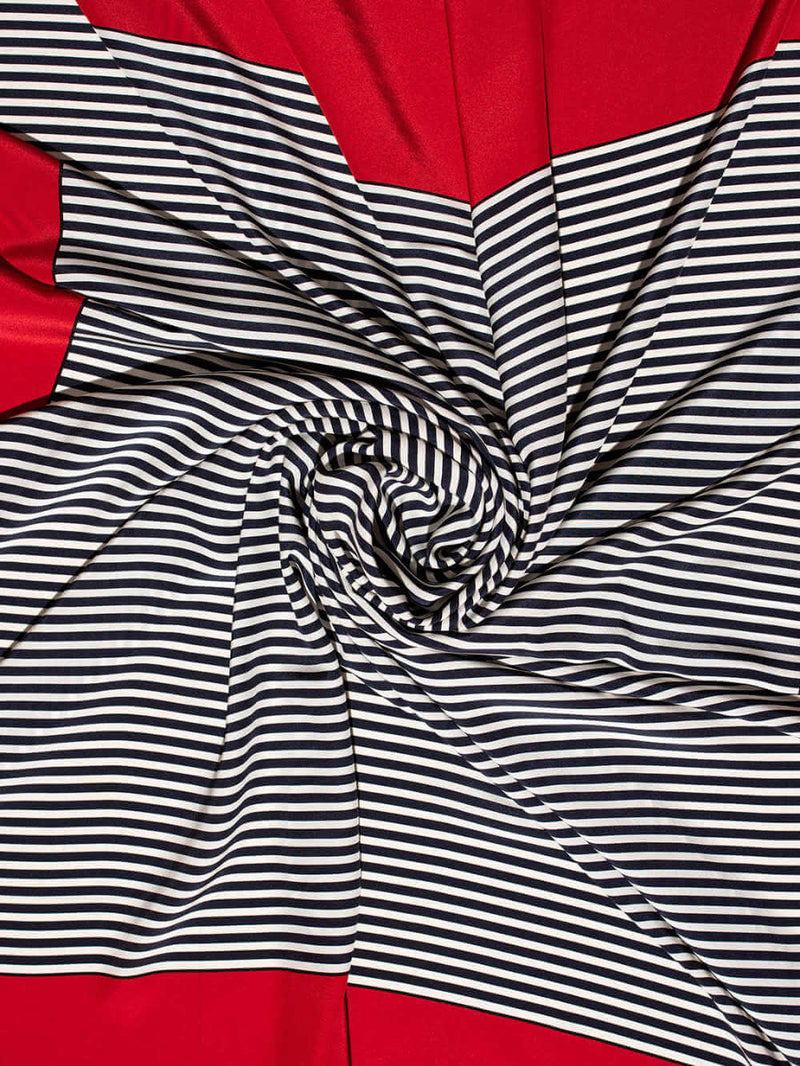 Carolyne Roehm Silk Stripe Shawl Red Black-designer resale
