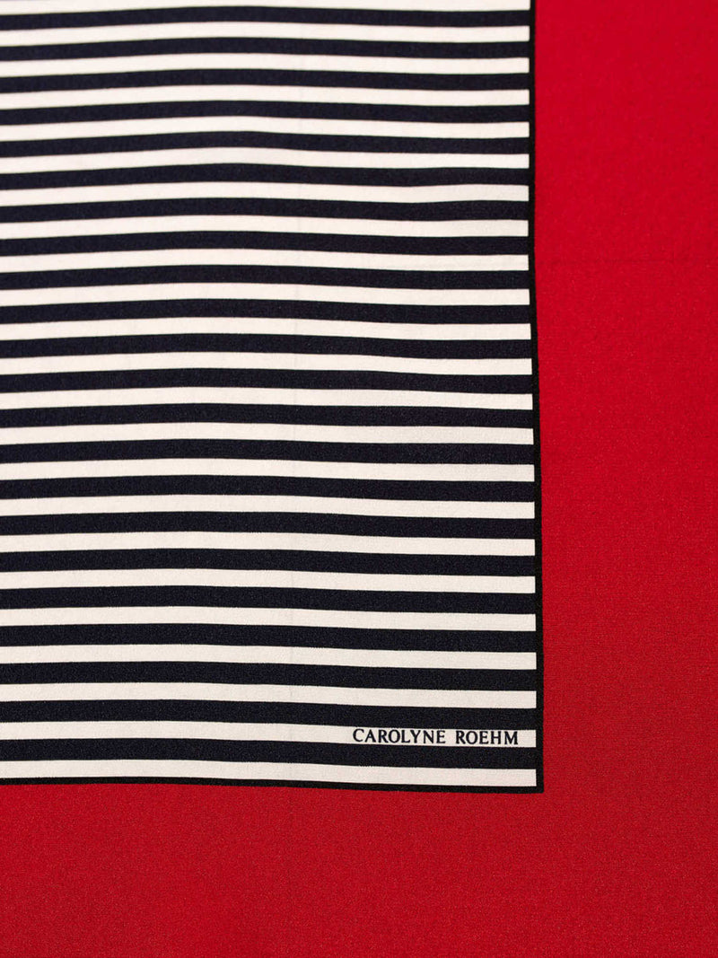 Carolyne Roehm Silk Stripe Shawl Red Black-designer resale