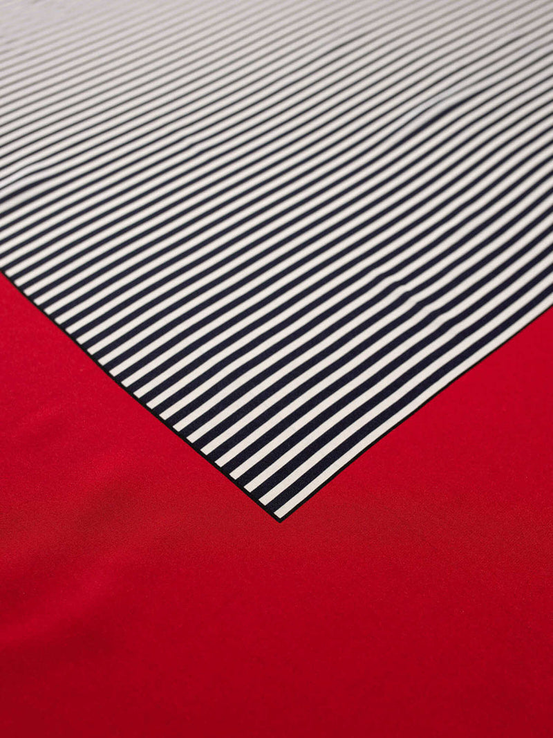 Carolyne Roehm Silk Stripe Shawl Red Black-designer resale