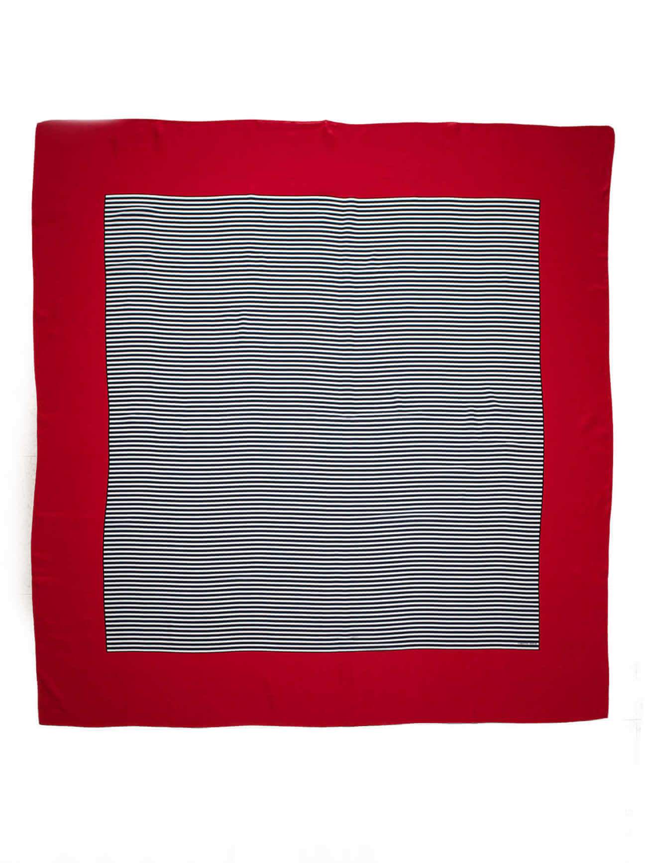 Carolyne Roehm Silk Stripe Shawl Red Black-designer resale