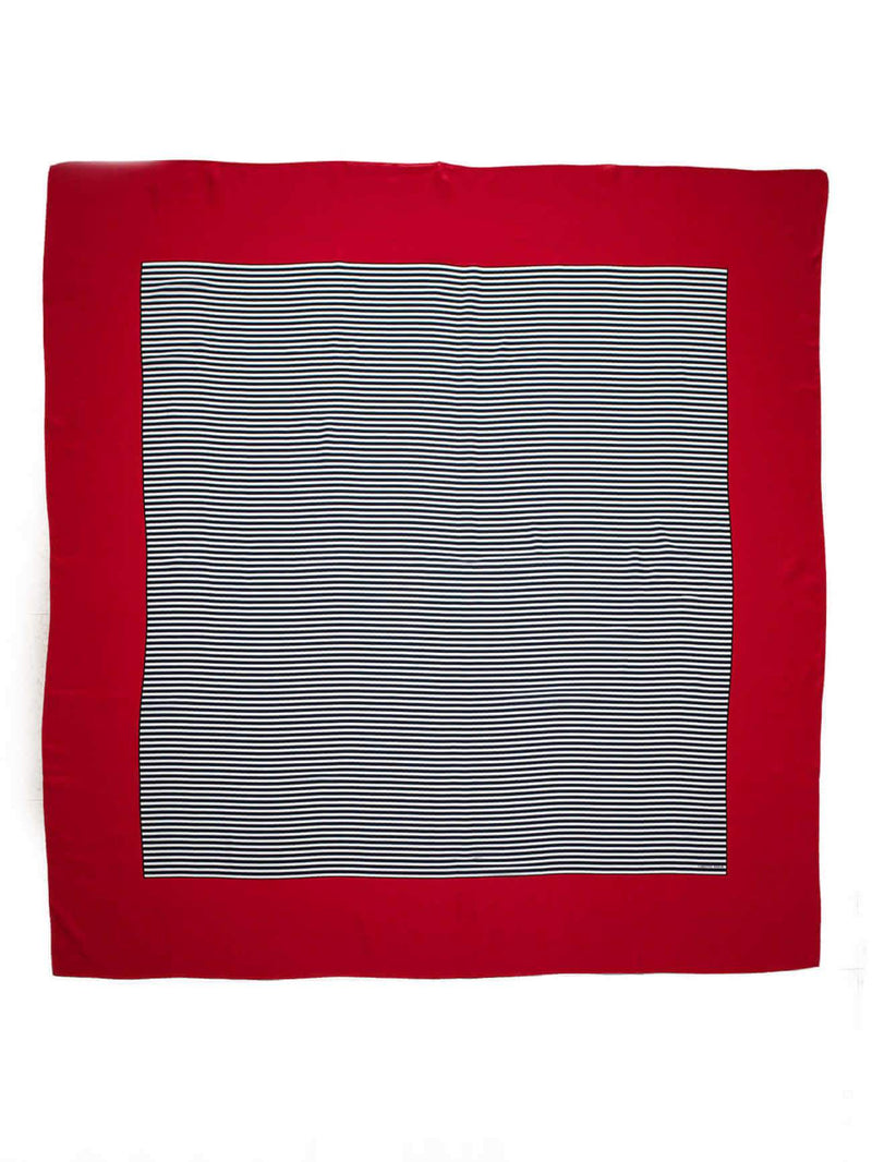 Carolyne Roehm Silk Stripe Shawl Red Black-designer resale