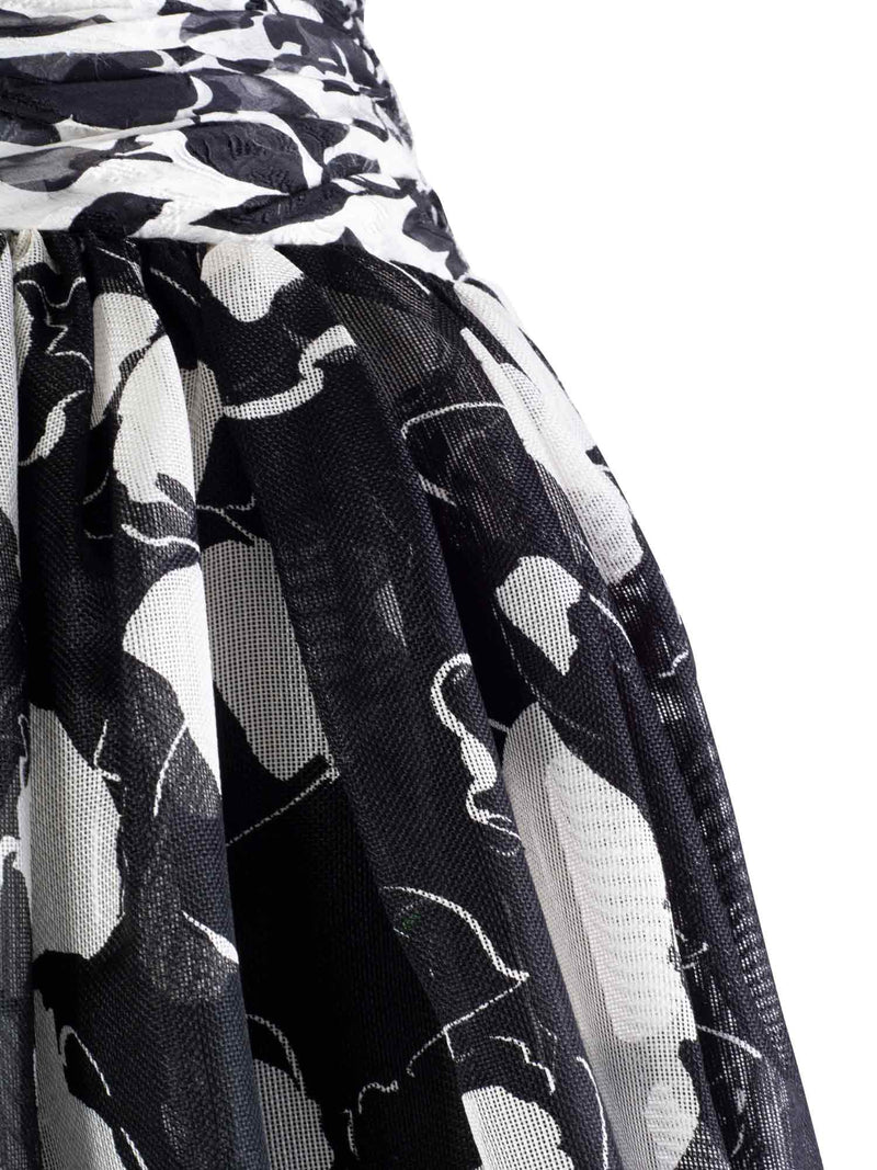 black and white dress with flowers Carolyne Roehm for Elizabeth Arden Floral A-line Dress Black White