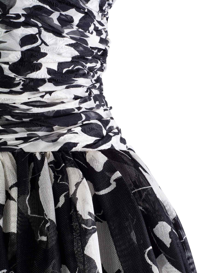 Carolyne Roehm for Elizabeth Arden Floral A-line Dress Black White Carolyne Roehm for Elizabeth Arden Floral A-line Dress Black White