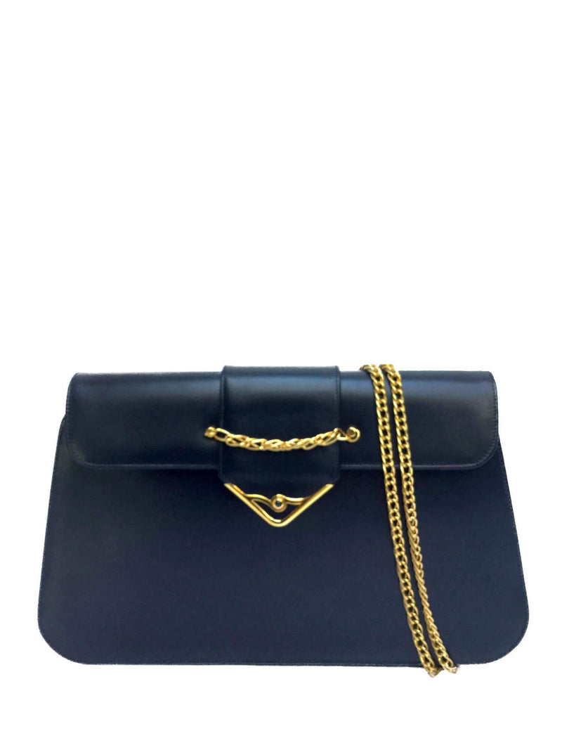 Cartier Leather Flap Messenger Bag Blue-designer resale