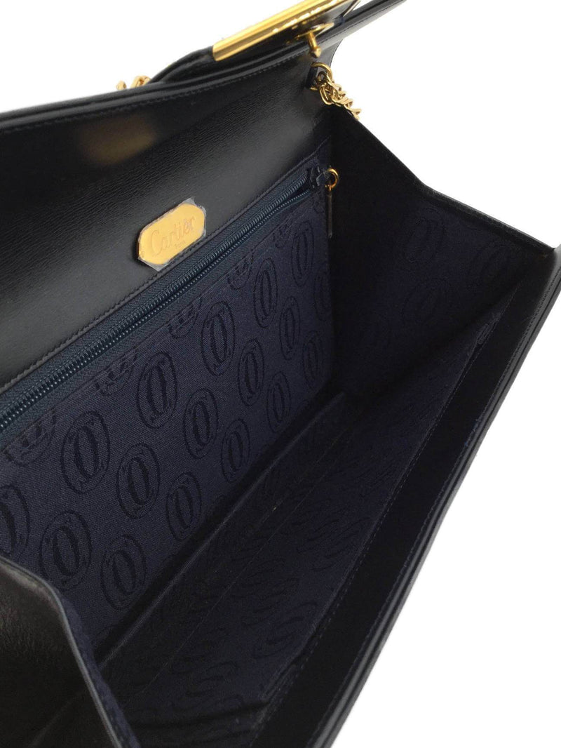 Cartier Leather Flap Messenger Bag Blue-designer resale