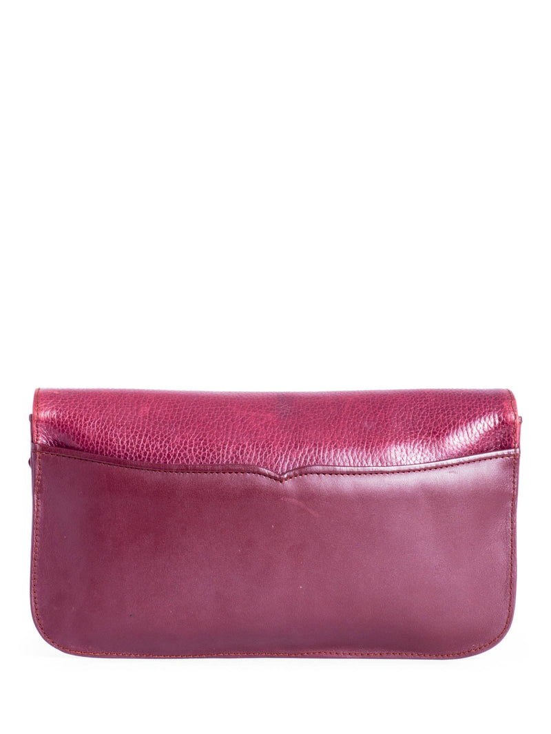 Cartier Logo Vintage Heritage Leather 24K Gold Plated Flap Clutch Burgundy-designer resale