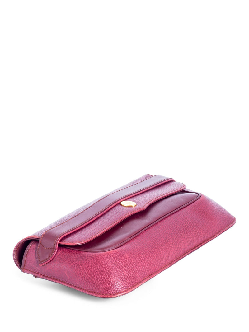 Cartier Logo Vintage Heritage Leather 24K Gold Plated Flap Clutch Burgundy-designer resale