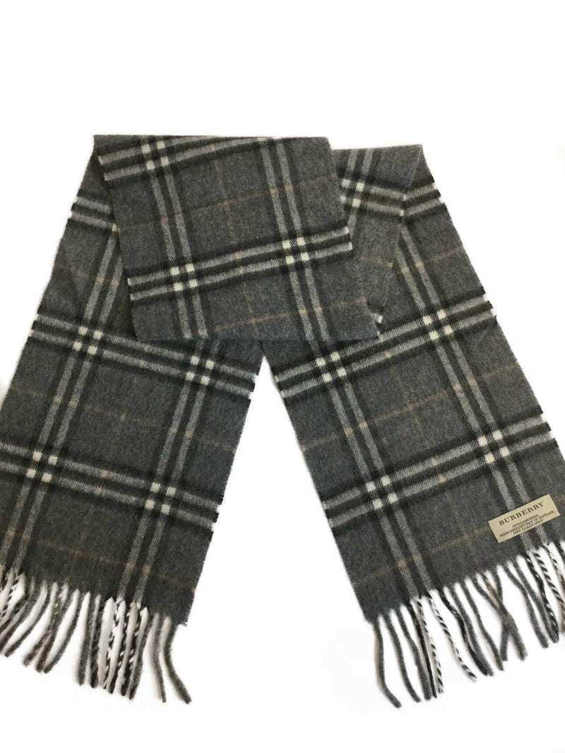 Cashmere Check Scarf Grey-designer resale