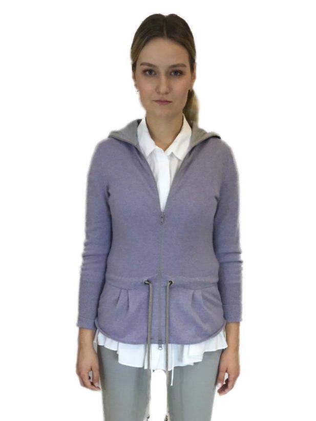 Cashmere Monili Accent Hooded Zip Sweater-designer resale