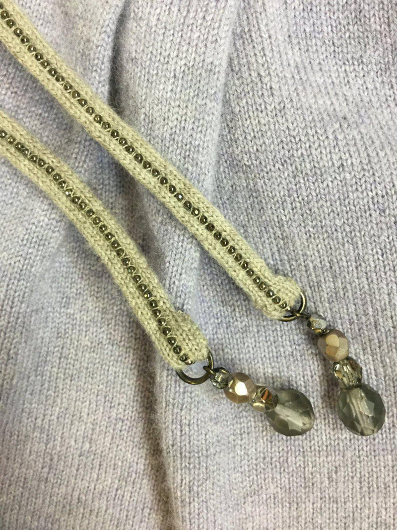 Cashmere Monili Accent Hooded Zip Sweater-designer resale