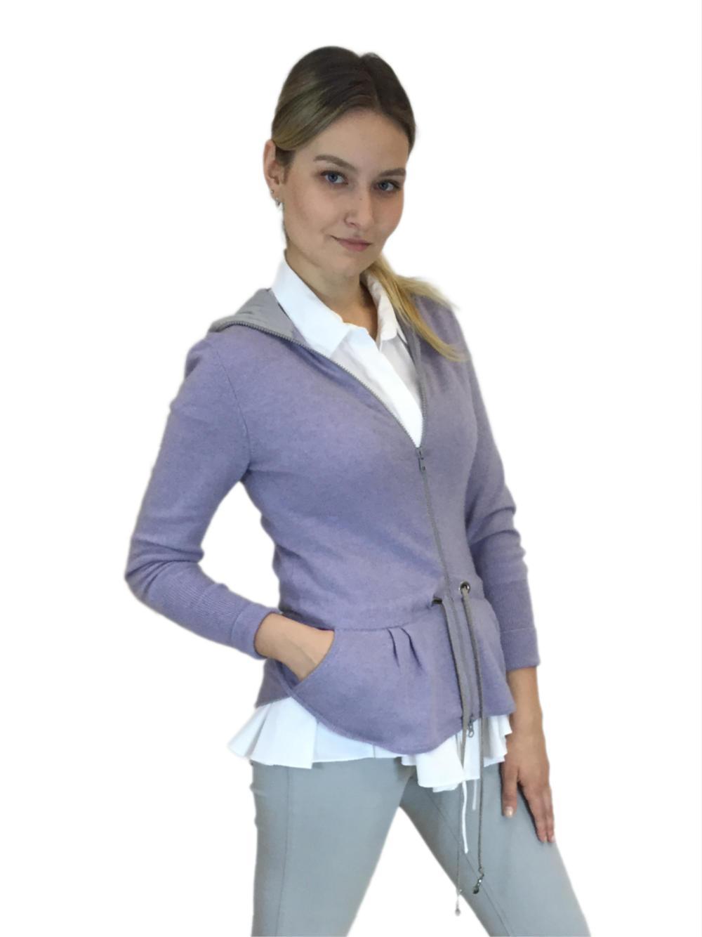 Cashmere Monili Accent Hooded Zip Sweater-designer resale