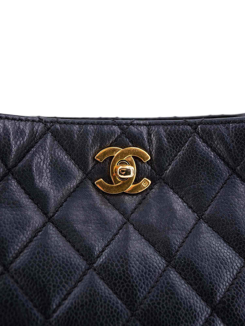 Caviar Leather Hobo Bag Black-designer resale