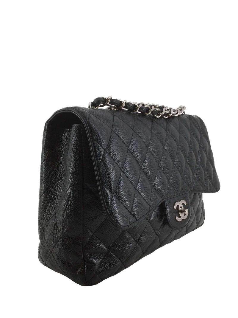 Chanel Blue Quilted Caviar Leather Jumbo Classic Single Flap Bag