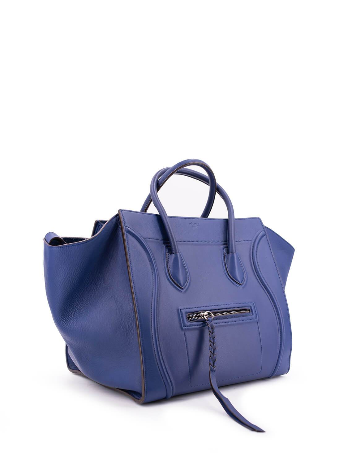 Celine Calfskin Medium Phantom Luggage Bag Royal Blue-designer resale