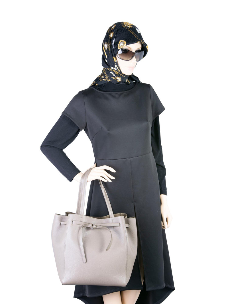 Celine Calfskin Small Cabas Phantom Bag Taupe-designer resale
