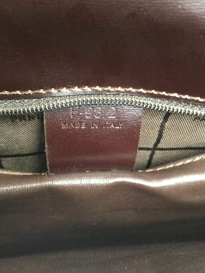 Celine Crocodile Embossed Calfskin Clutch Brown-designer resale
