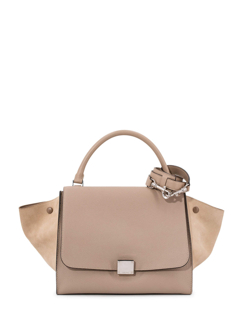 Celine Drummed Leather Medium Trapeze Bag Taupe-designer resale