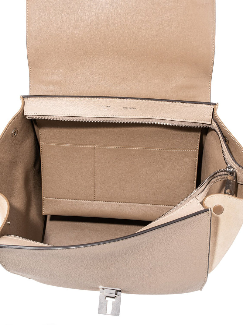 Celine Drummed Leather Medium Trapeze Bag Taupe-designer resale