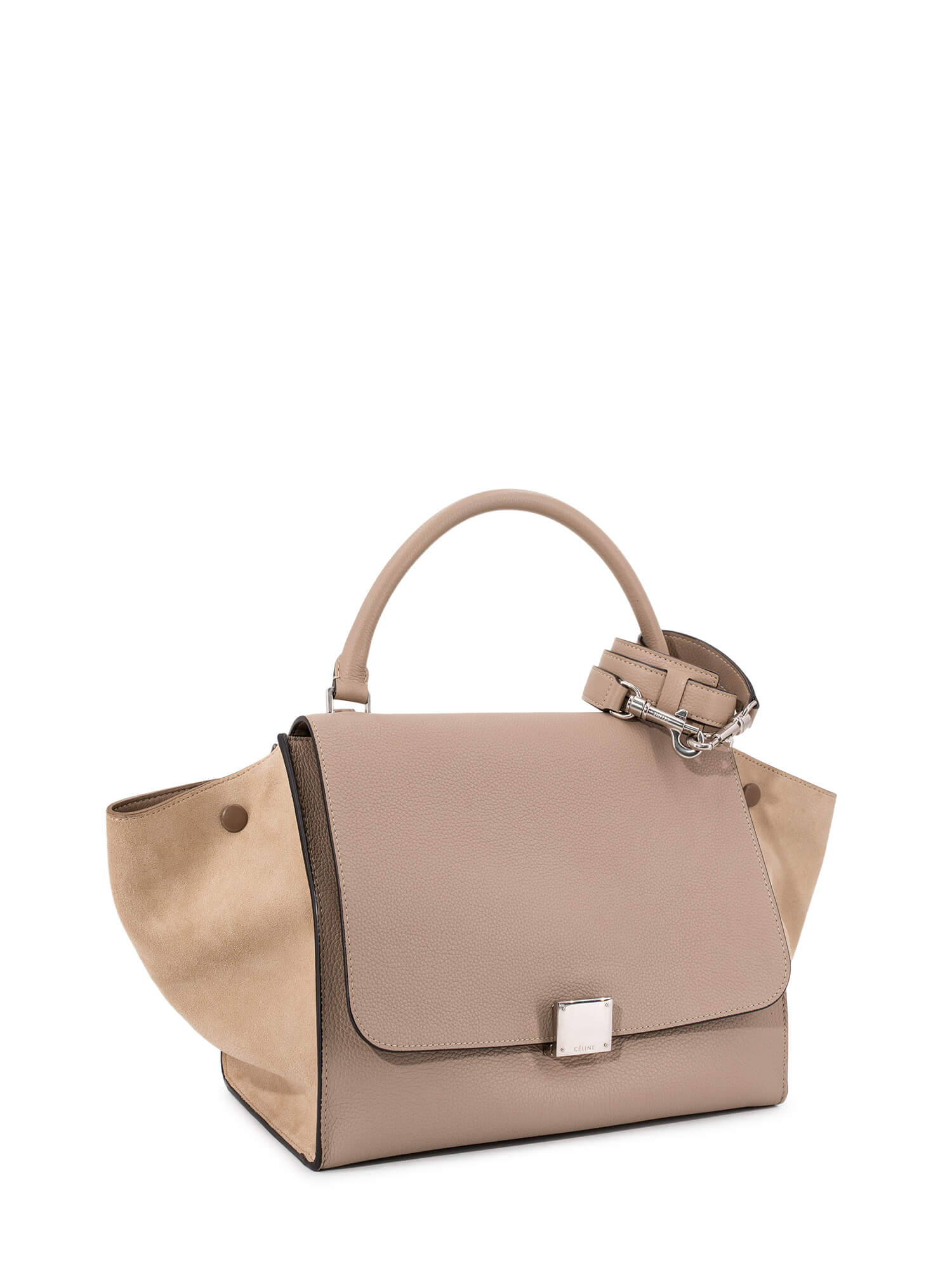 Celine Drummed Leather Medium Trapeze Bag Taupe-designer resale