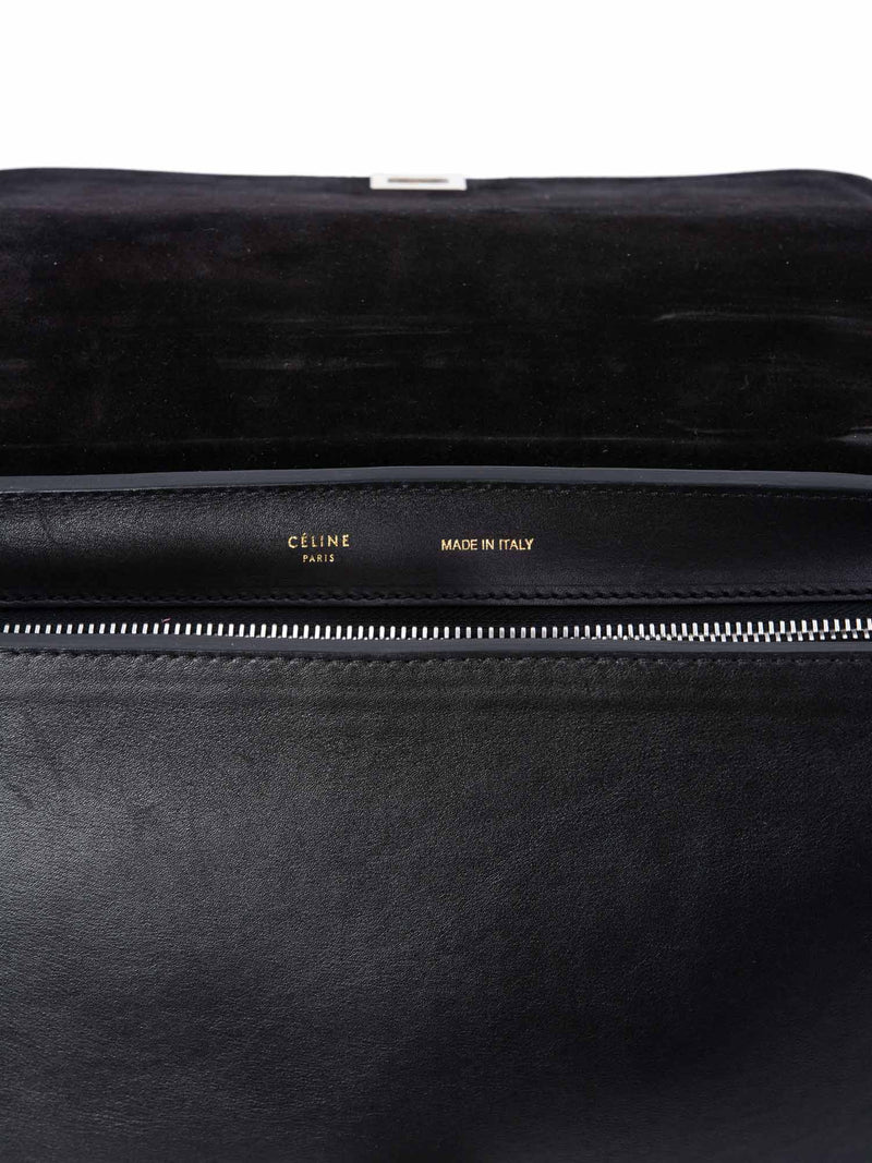 Celine Drummed Leather Medium Tri-Color Trapeze Bag Yellow Black-designer resale
