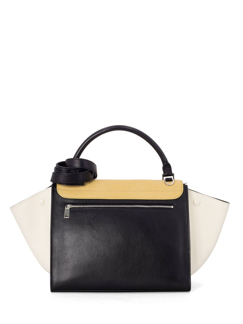 Celine Drummed Leather Medium Tri-Color Trapeze Bag Yellow Black-designer resale
