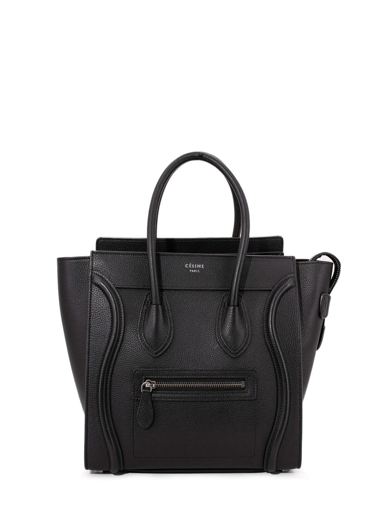 Celine Drummed Leather Micro Luggage Bag Black-designer resale