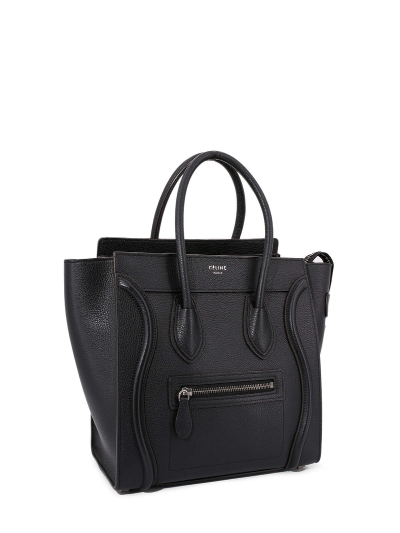 Celine Drummed Leather Micro Luggage Bag Black-designer resale