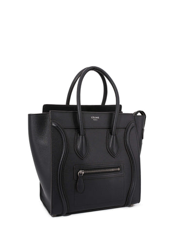 Celine Drummed Leather Micro Luggage Bag Black-designer resale