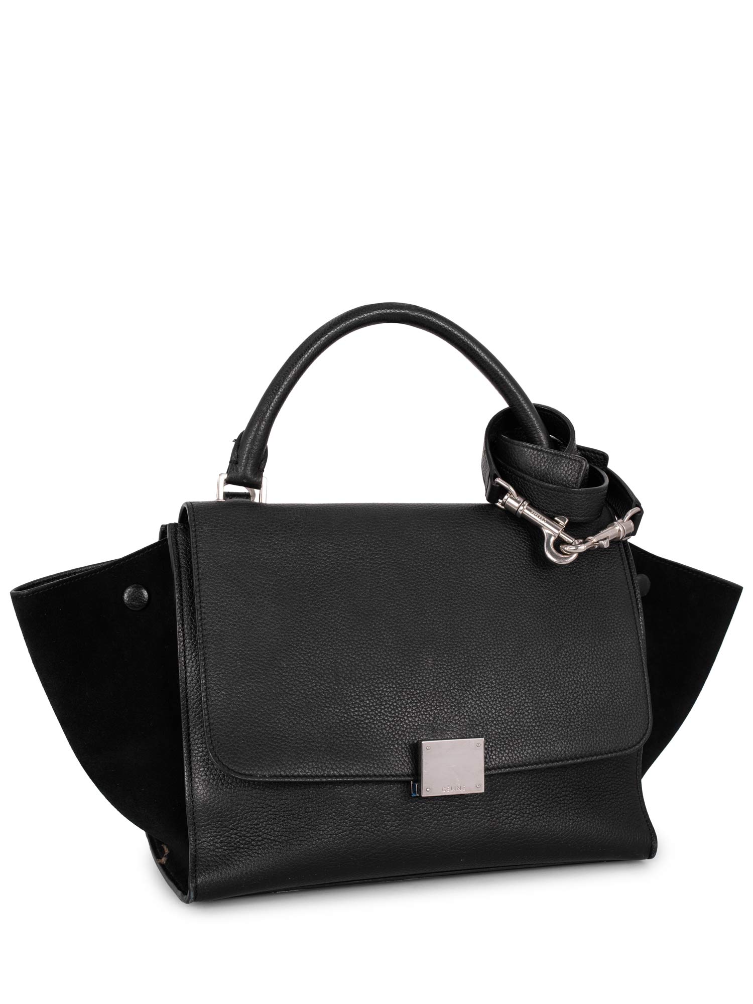 Celine Drummed Leather Mini Trapeze Bag Black-designer resale