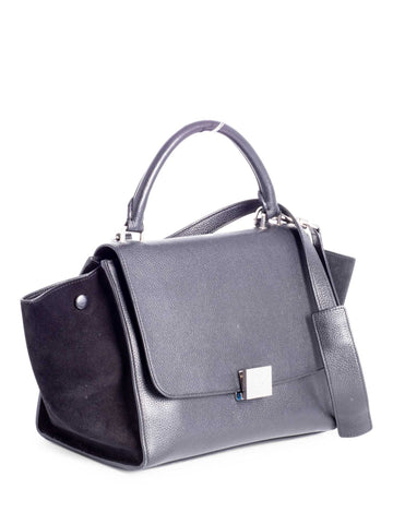 Celine Drummed Leather Mini Trapeze Bag Black-designer resale