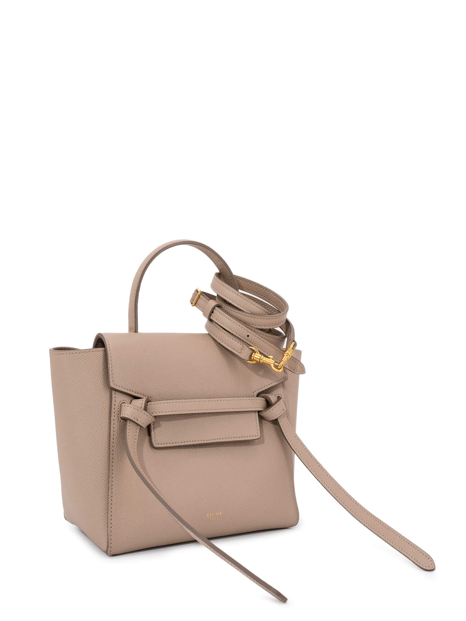 Celine Grained Leather Nano Belt Bag Taupe-designer resale