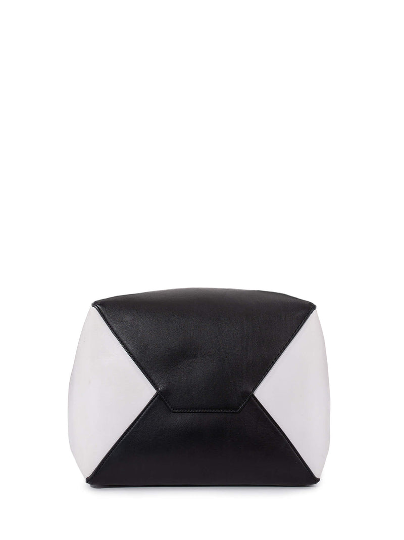 Celine Leather Medium Phantom Bag Black White-designer resale