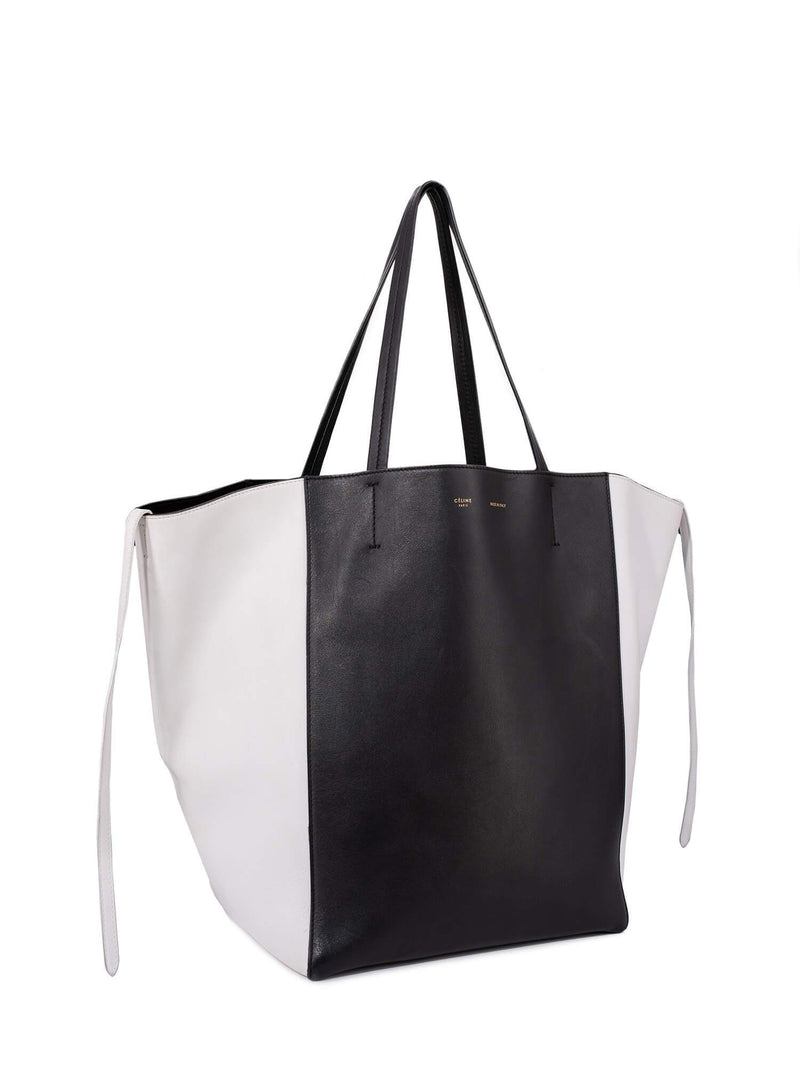 Celine Leather Medium Phantom Bag Black White-designer resale