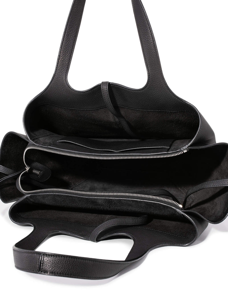 Celine Leather Medium Tri-Fold Shopper Bag Black-designer resale
