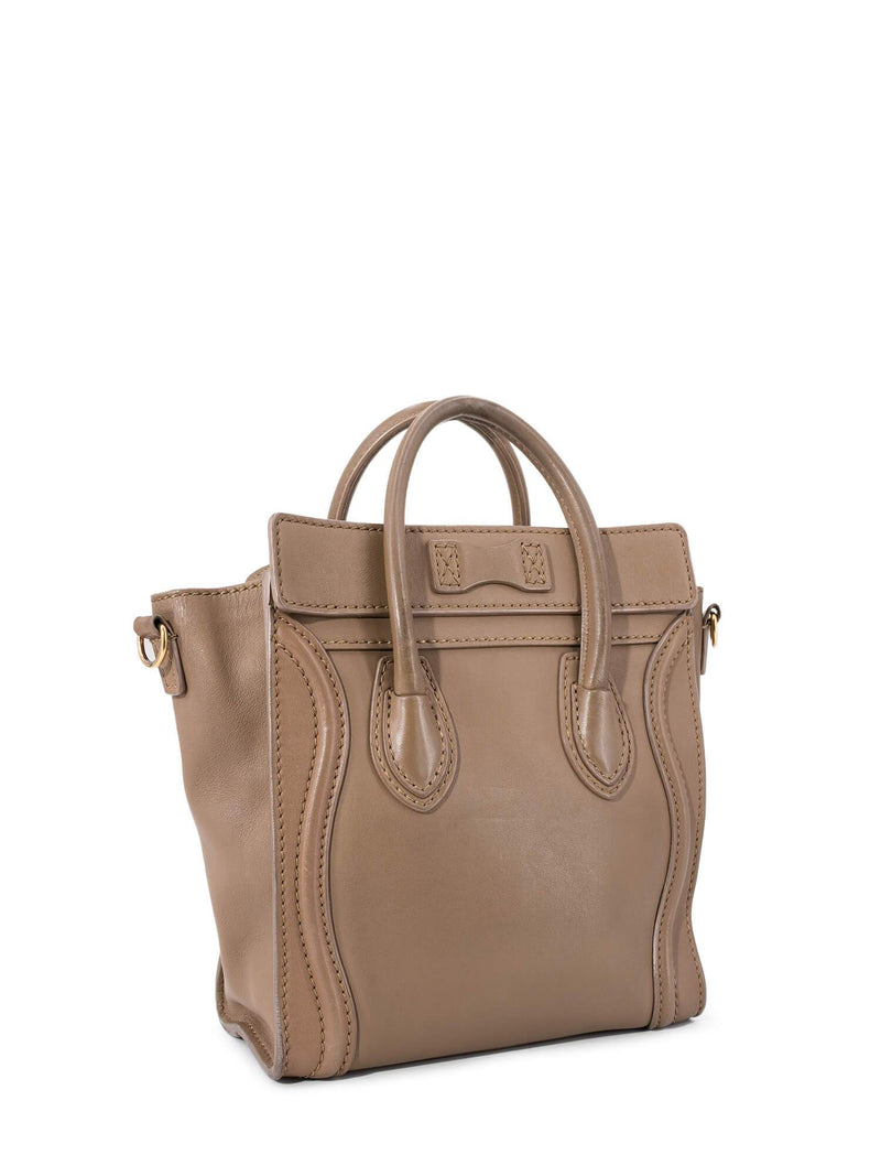 Celine Leather Nano Luggage Bag Taupe-designer resale